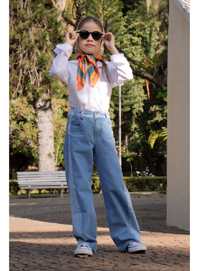 Calça Jeans Infantil Menina Wide Leg Sun Place Estilo e Conforto