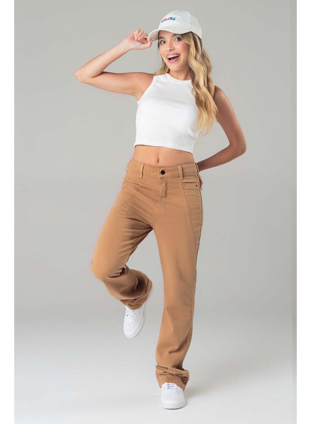 02 calca sarja juvenil feminina reta color