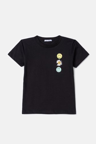 Tshirt Smile Infantil Menina Preto